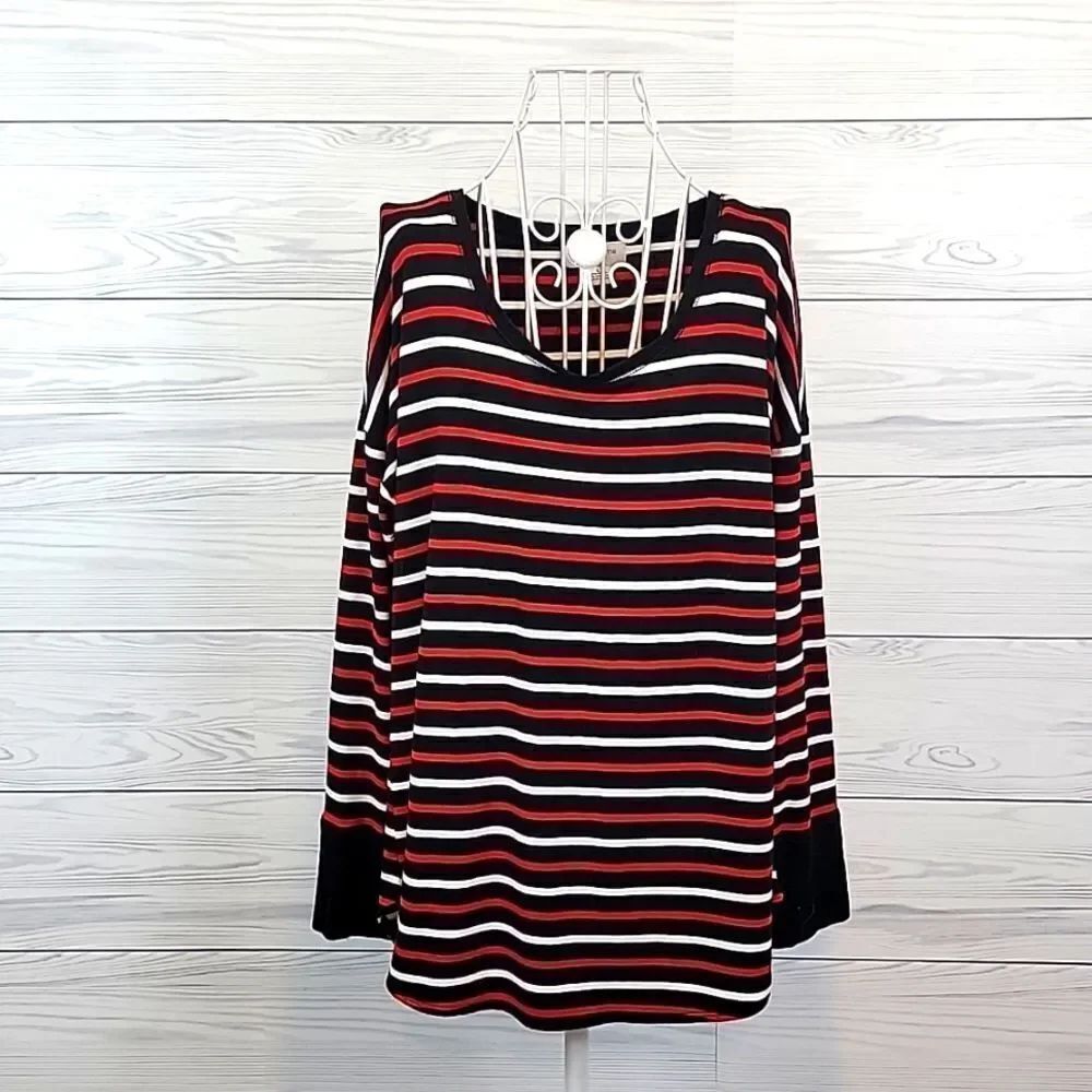 Liz Claiborne weekend striped tunic top Size L